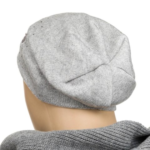 Szara czapka beanie damska z dzianiny - Peterson Szara czapka beanie damska z dzianiny - Peterson