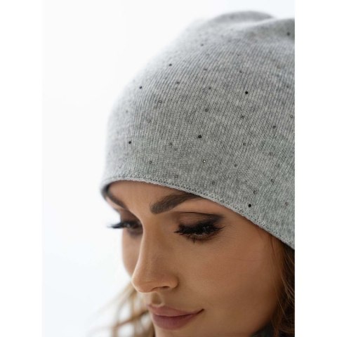 Szara czapka beanie damska z dzianiny - Peterson Szara czapka beanie damska z dzianiny - Peterson