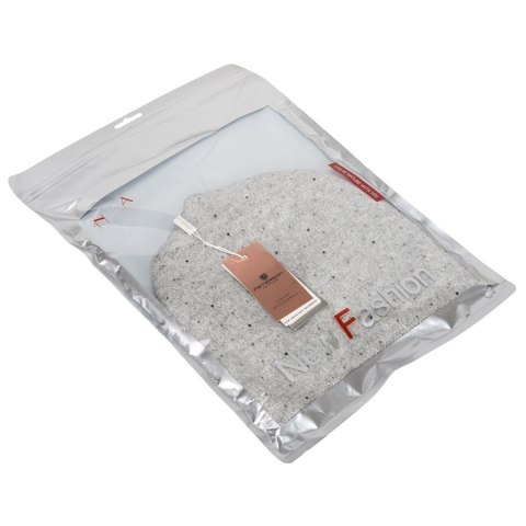 Szara czapka beanie damska z dzianiny - Peterson Szara czapka beanie damska z dzianiny - Peterson