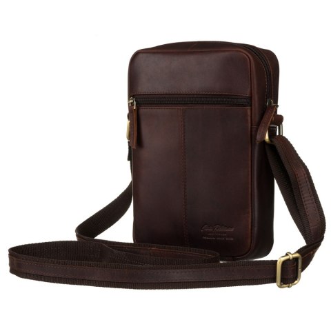 Torba męska crossbody z gładkiej skóry naturalnej - Peterson Torba męska crossbody z gładkiej skóry naturalnej - Peterson