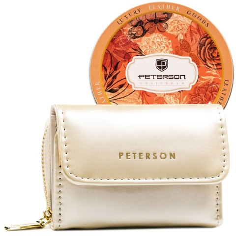 Elegancka lakierowana portmonetka damska w beżowym kolorze - Peterson Elegancka lakierowana portmonetka damska w beżowym kolorze - Peterson