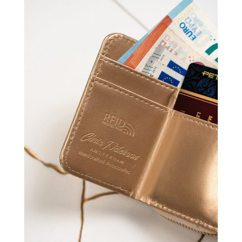 Złoty damski portfel RFID z zatrzaskiem - Peterson Złoty damski portfel RFID z zatrzaskiem - Peterson