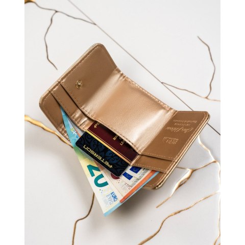 Złoty damski portfel RFID z zatrzaskiem - Peterson Złoty damski portfel RFID z zatrzaskiem - Peterson