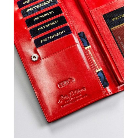 Elegancki czerwony portfel z zewnętrzną kieszonką - Peterson Elegancki czerwony portfel z zewnętrzną kieszonką - Peterson