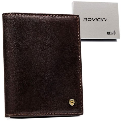 Elegancki portfel męski ze skóry naturalnej z RFID - Rovicky Elegancki portfel męski ze skóry naturalnej z RFID - Rovicky