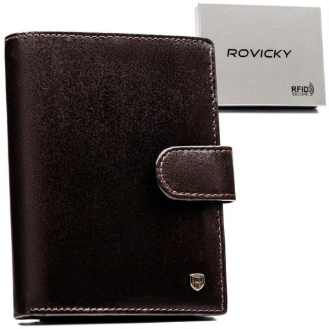 Portfel męski elegancki ze skóry naturalnej na zatrzask- Rovicky Portfel męski elegancki ze skóry naturalnej na zatrzask- Rovicky