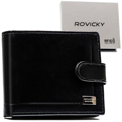 Portfel męski z ochroną RFID na zatrzask - Rovicky Portfel męski z ochroną RFID na zatrzask - Rovicky