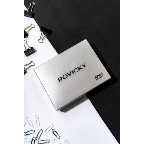 Portfel męski z ochroną RFID na zatrzask - Rovicky Portfel męski z ochroną RFID na zatrzask - Rovicky
