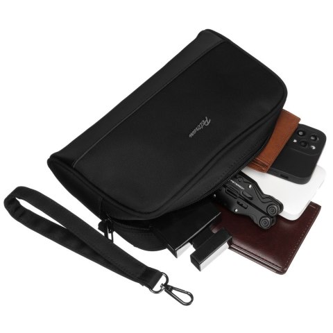 Elegancka nerka męska z poliestru i skóry ekologicznej w czarnym kolorze - Peterson Elegancka nerka męska z poliestru i skóry ekologicznej w czarnym kolorze - Peterson