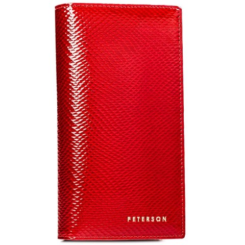 Skórzany, czerwony portfel damski na magnes i zamek z systemem RFID - Peterson Skórzany, czerwony portfel damski na magnes i zamek z systemem RFID - Peterson
