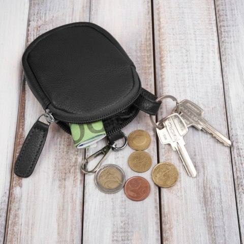 Torebka damska listonoszka skórzana z etui na klucze i drobiazgi czarna Paolo Peruzzi E-34-BL Torebka damska listonoszka skórzana z etui na klucze i drobiazgi czarna Paolo Peruzzi E-34-BL
