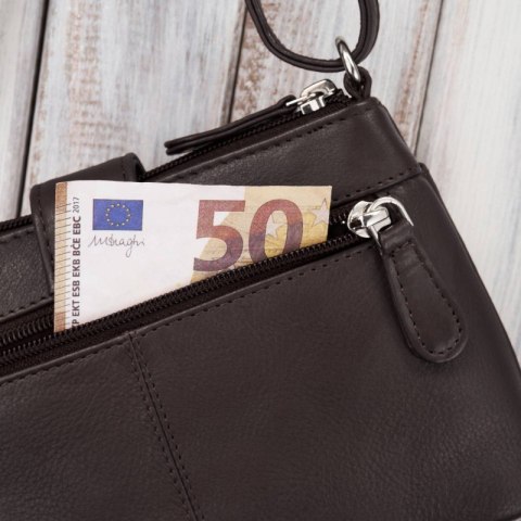 Torebka damska skórzana na ramię mała miejska ciemnobrązowa Paolo Peruzzi SI-39-BR Torebka damska skórzana na ramię mała miejska ciemnobrązowa Paolo Peruzzi SI-39-BR