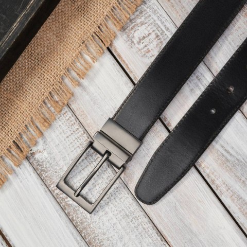 Pasek męski skórzany dwustronny z obracaną klamrą brązowy i czarny 120 cm Paolo Peruzzi SI-45-MC-120 Pasek męski skórzany dwustronny z obracaną klamrą brązowy i czarny 120 cm Paolo Peruzzi SI-45-MC-120
