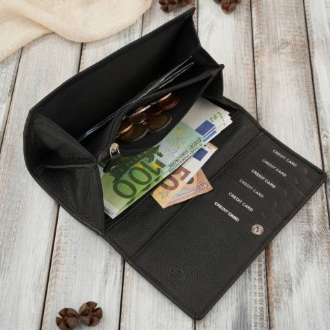 Portfel damski skórzany czarny duży z RFID Paolo Peruzzi AL-01-BL Portfel damski skórzany czarny duży z RFID Paolo Peruzzi AL-01-BL