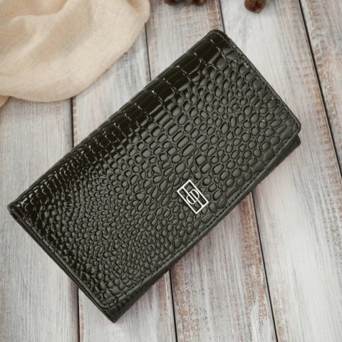 Portfel damski skórzany duży ciemnozielony croco z ochroną RFID Paolo Peruzzi AL-02-GB Portfel damski skórzany duży ciemnozielony croco z ochroną RFID Paolo Peruzzi AL-02-GB