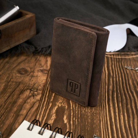 Portfel męski T-03-BR skórzane etui na klucze T-49-BR Zestaw prezentowy Paolo Peruzzi ZUP-125
