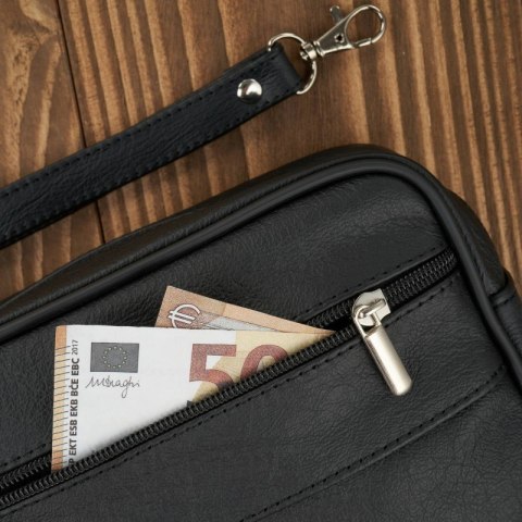 Saszetka męska skórzana do ręki czarna pojemna klasyczna Abruzzo ABR-46 Saszetka męska skórzana do ręki czarna pojemna klasyczna Abruzzo ABR-46