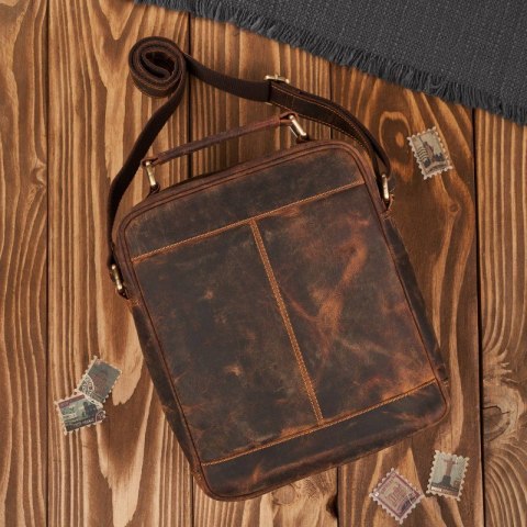 Torba męska skórzana vintage brązowa listonoszka męska Paolo Peruzzi T-127-HBR Torba męska skórzana vintage brązowa listonoszka męska Paolo Peruzzi T-127-HBR