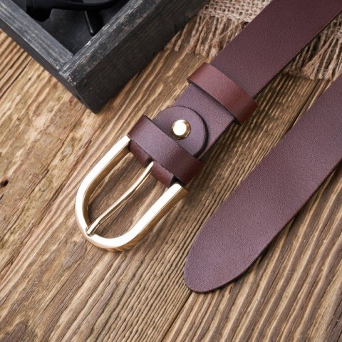 Pasek damski skórzany brązowy 120 cm ze złotą klamrą Paolo Peruzzi PG-01-BRZ-120 Pasek damski skórzany brązowy 120 cm ze złotą klamrą Paolo Peruzzi PG-01-BRZ-120