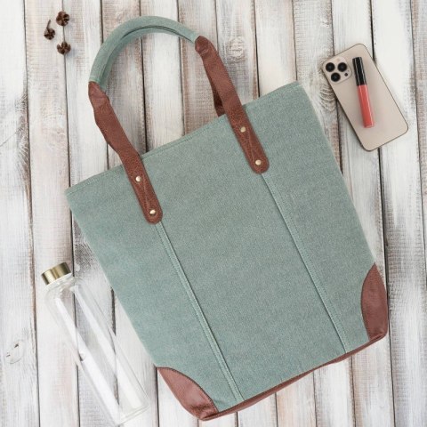 Torebka damska shopper duża na ramię z dodatkową kosmetyczką wegańska Paolo Peruzzi E-23-BU Torebka damska shopper duża na ramię z dodatkową kosmetyczką wegańska Paolo Peruzzi E-23-BU