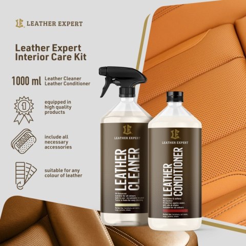 Leather Expert Interior Care Kit 2x1000ml - zestaw do czyszczenia i pielęgnacji skóry LE-18-I21000 Leather Expert Interior Care Kit 2x1000ml - zestaw do czyszczenia i pielęgnacji skóry LE-18-I21000