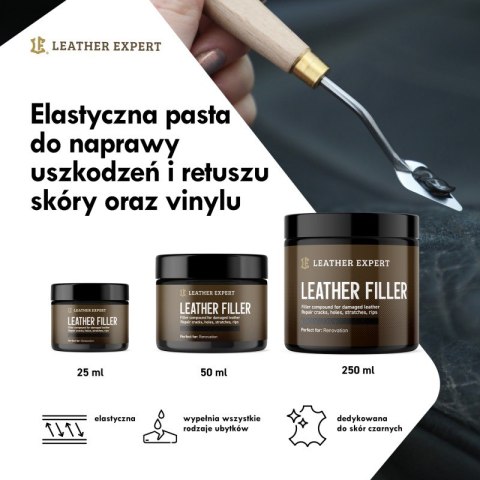 Leather Filler - szpachla do skóry w kolorze czarnym 50 ml Leather Expert LE-10-FB50 Leather Filler - szpachla do skóry w kolorze czarnym 50 ml Leather Expert LE-10-FB50