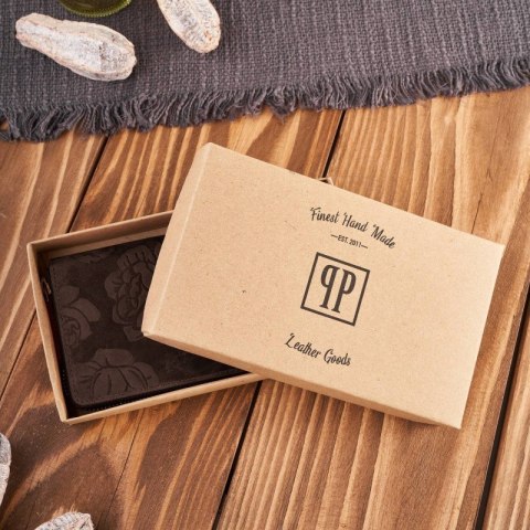 Portfel damski skórzany brązowy w kwiaty RFID Paolo Peruzzi T-115-HBR Portfel damski skórzany brązowy w kwiaty RFID Paolo Peruzzi T-115-HBR