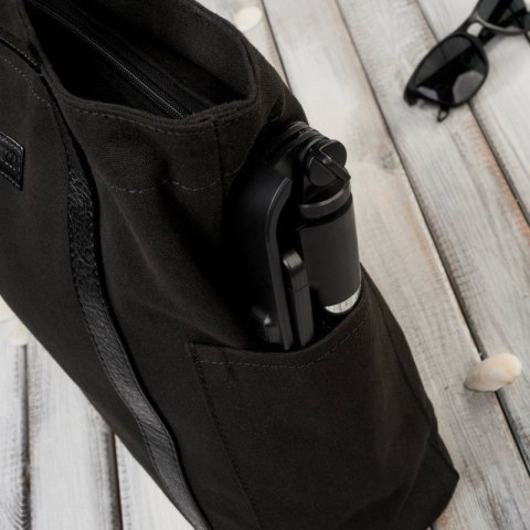 Torba damska na ramię shopper duża wegańska materiałowa pojemna czarna Paolo Peruzzi E-17-BL Torba damska na ramię shopper duża wegańska materiałowa pojemna czarna Paolo Peruzzi E-17-BL