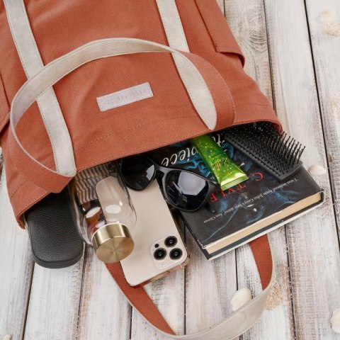 Torba damska na ramię shopper duża wegańska materiałowa pojemna pomarańczowa Paolo Peruzzi E-17-RU Torba damska na ramię shopper duża wegańska materiałowa pojemna pomarańczowa Paolo Peruzzi E-17-RU