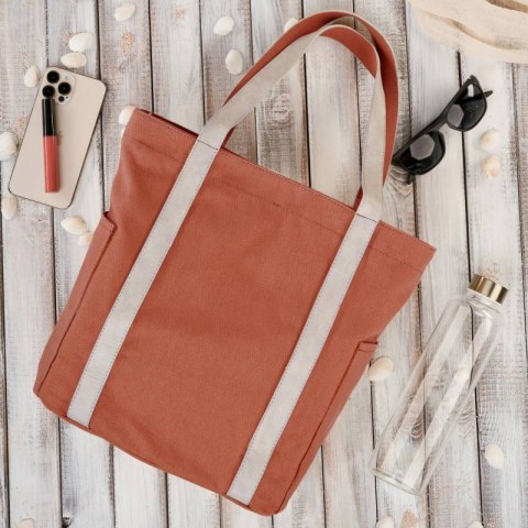 Torba damska na ramię shopper duża wegańska materiałowa pojemna pomarańczowa Paolo Peruzzi E-17-RU Torba damska na ramię shopper duża wegańska materiałowa pojemna pomarańczowa Paolo Peruzzi E-17-RU