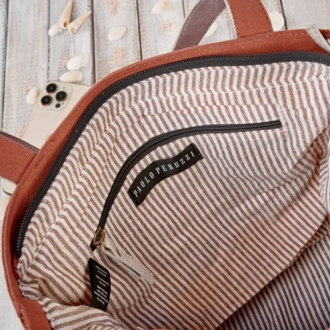 Torba damska na ramię shopper duża wegańska materiałowa pojemna pomarańczowa Paolo Peruzzi E-17-RU Torba damska na ramię shopper duża wegańska materiałowa pojemna pomarańczowa Paolo Peruzzi E-17-RU