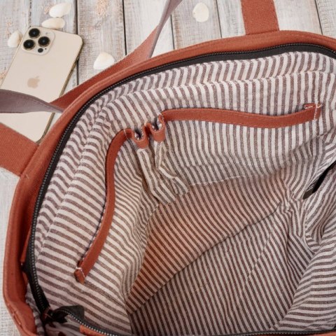 Torba damska na ramię shopper duża wegańska materiałowa pojemna pomarańczowa Paolo Peruzzi E-17-RU Torba damska na ramię shopper duża wegańska materiałowa pojemna pomarańczowa Paolo Peruzzi E-17-RU