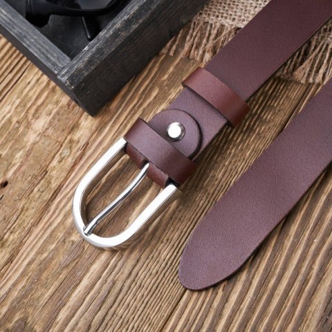 Pasek damski skórzany brązowy 110 cm ze srebrną klamrą Paolo Peruzzi PG-01-BRS-110 Pasek damski skórzany brązowy 110 cm ze srebrną klamrą Paolo Peruzzi PG-01-BRS-110