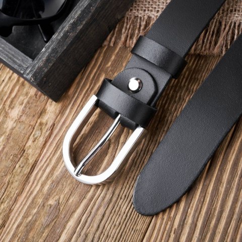 Pasek damski skórzany czarny 100 cm ze srebrną klamrą Paolo Peruzzi PG-01-BLS-100 Pasek damski skórzany czarny 100 cm ze srebrną klamrą Paolo Peruzzi PG-01-BLS-100