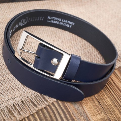 Pasek damski skórzany granatowy 90 cm ze srebrną klamrą Paolo Peruzzi PG-02-DBS-90 Pasek damski skórzany granatowy 90 cm ze srebrną klamrą Paolo Peruzzi PG-02-DBS-90