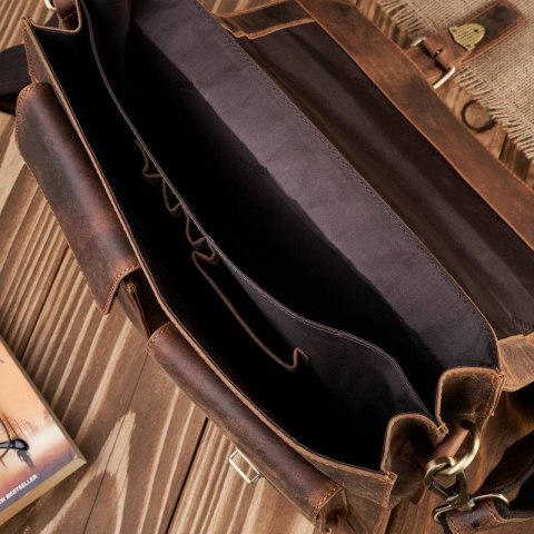 Torba męska na ramię skórzana vintage brązowa Paolo Peruzzi T-100-HBR