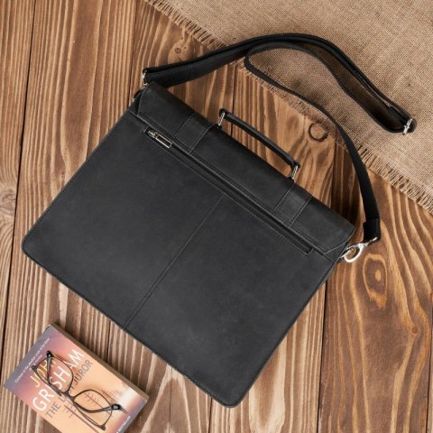 Torba męska na ramię skórzana vintage czarna Paolo Peruzzi T-100-HBL