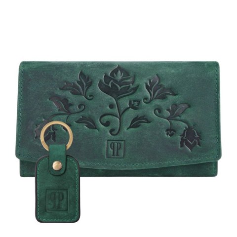 Zestaw prezentowy portfel damski skórzany vintage i brelok do kluczy zielony Paolo Peruzzi ZUP-104-GR Zestaw prezentowy portfel damski skórzany vintage i brelok do kluczy zielony Paolo Peruzzi ZUP-104-GR