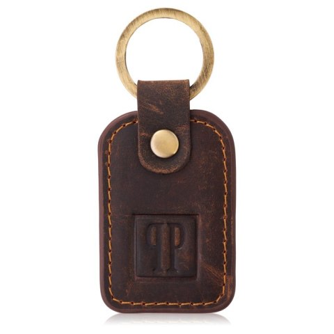 Breloczek do kluczy skórzany czerwony vintage prostokątny Paolo Peruzzi T-86-HBR