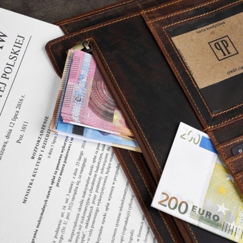Skórzany brązowy biwuar A4 organizer Paolo Peruzzi T-43-HBR Skórzany brązowy biwuar A4 organizer Paolo Peruzzi T-43-HBR