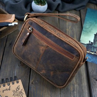 Skórzana saszetka męska do ręki vintage Paolo Peruzzi T-56-HBR