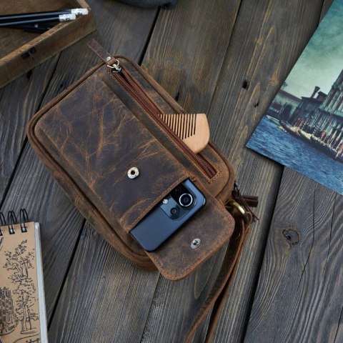 Skórzana saszetka męska do ręki vintage Paolo Peruzzi T-56-HBR Skórzana saszetka męska do ręki vintage Paolo Peruzzi T-56-HBR
