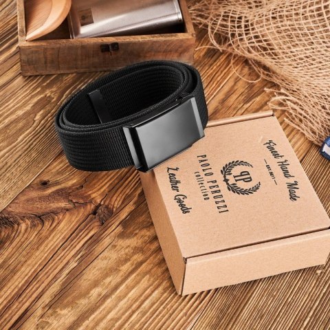 Modny czarny pasek parciany PW-25-105 Modny czarny pasek parciany PW-25-105