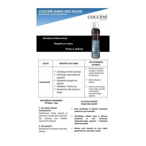 Nano Deo Silver Coccine dezodorant do obuwia 75ml 2064-75 Nano Deo Silver Coccine dezodorant do obuwia 75ml 2064-75