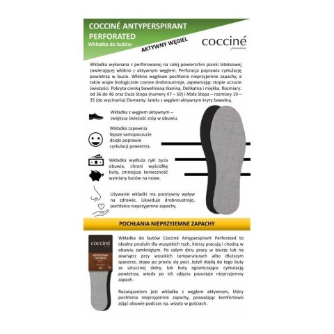 R.37 - Wkładki do butów przeciwpotliwe perforowane Coccine R.37 - Wkładki do butów przeciwpotliwe perforowane Coccine