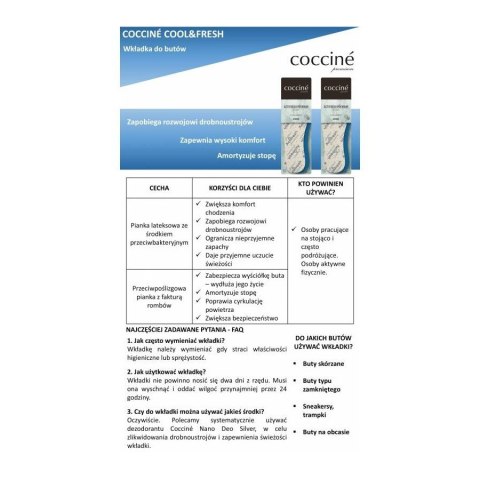 R.42 - Wkładki odświeżające do obuwia Actifresh Premium Coccine R.42 - Wkładki odświeżające do obuwia Actifresh Premium Coccine
