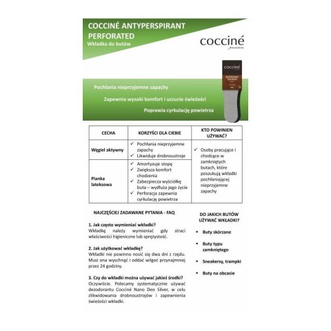 R.46 - Wkładki do butów przeciwpotliwe perforowane Coccine R.46 - Wkładki do butów przeciwpotliwe perforowane Coccine