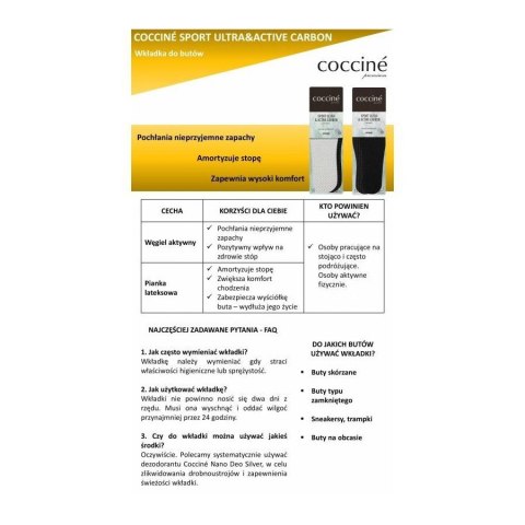 R. 41-42 - Wkładki sport Ultra&Active Carbon Coccine R. 41-42 - Wkładki sport Ultra&Active Carbon Coccine