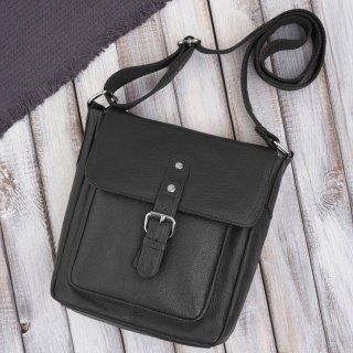 Listonoszka męska na ramię vintage retro ze skóry naturalnej czarna Paolo Peruzzi E-32-BL
