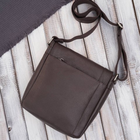 Listonoszka męska na ramię klasyczna ze skóry naturalnej brązowa Paolo Peruzzi E-31-BR